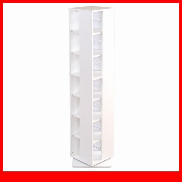 本棚★回転ブックラック 7段/コンパクト 省スペース 39x39cm/大容量 収納 本 280冊 DVD 280枚 CD 392枚/ホワイト 人気の白家具/特価/a4拍卖