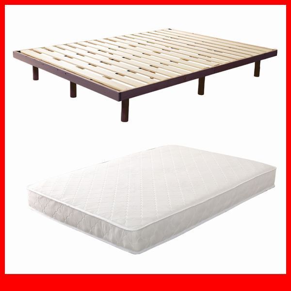 すのこベッド★ポケットコイルマットレス付き 3段階高さ調節 脚付きすのこベッド/ダブル/コンセント付 北欧産パイン材/ブラウン/a1拍卖