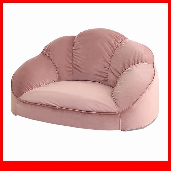 ソファ★新品/大人かわいいインテリア ローソファ 1人掛け/キュートなフォルム コンパクト ベロア調生地 安心の日本製/ピンク/a5拍卖