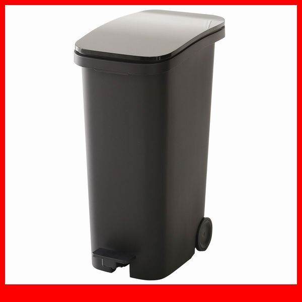 ゴミ箱★スタイリッシュデザイン ペダル式ダストボックス/清音 安全 開閉/スリム 幅25.5cm 容量31L キャスター付き/日本製/ブラック/a1拍卖