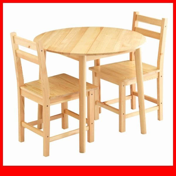 ダイニングテーブル★新品/北欧テイスト 円形ダイニング3点セット テーブル 椅子/作業机 丸型省スペース 天然木製/ナチュラル/a1拍卖