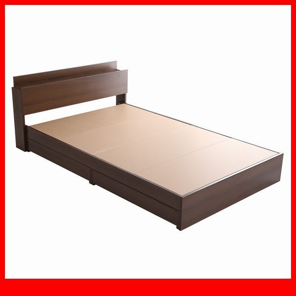 ベッド★宮棚 コンセント付きチェストベッド フレームのみ ダブル/大人かわいいインテリア/引き出し2杯/木目調/ウォールナット/a3拍卖