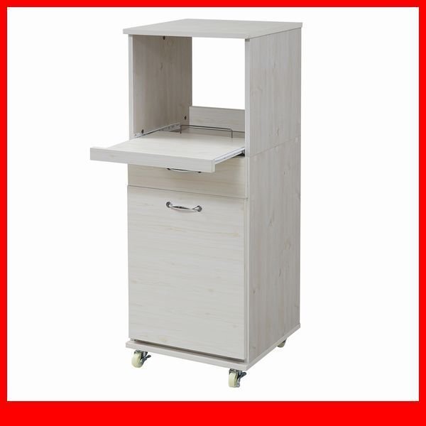 レンジ台★スリム キッチンラック ペールワゴンタイプ H120cm/レンジ台 家電収納 ダストボックス/キャスター/ホワイト 白家具/FLLA-0069/a3拍卖