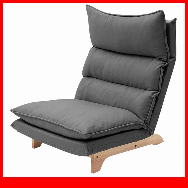 ソファ★新品/脚付きリクライニングローソファ 1人掛け/ハイバック ワイド 天然木脚 日本製 完成品/ダリアン グレー/a8拍卖