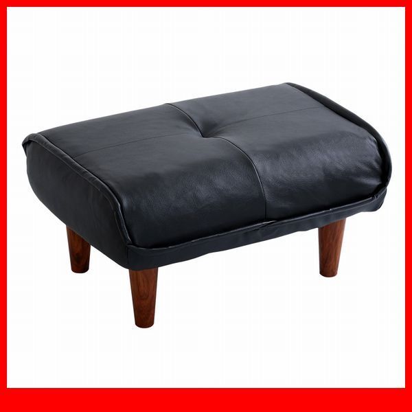 オットマン★ソファ オットマン/レザー ポケットコイル/ロータイプ サイドテーブル スツールにも/日本製 完成品/ブラック/a1拍卖