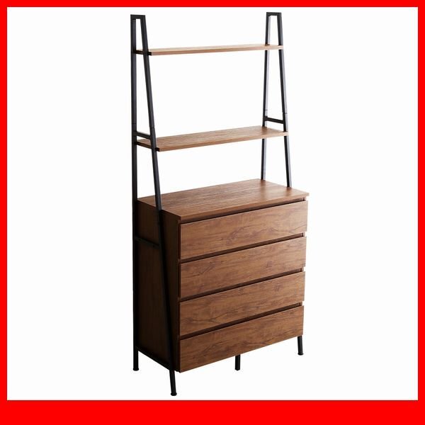 チェスト ラック★新品/ヴィンテージ風チェストラック オールチェスト/充実の収納 引出し ディスプレイ/ウォールナット/a3拍卖