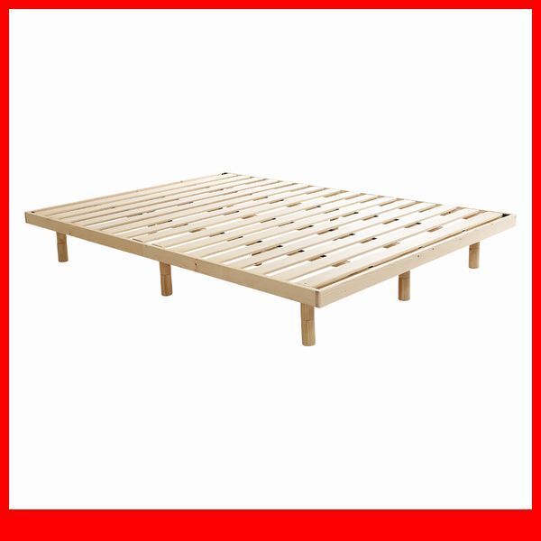 ベッド★高さ3段階調整 脚付き 天然木 すのこベッド ダブル/北欧インテリア パイン材 低ホルムアルデヒド/新品 限定品/ナチュラル/a3拍卖