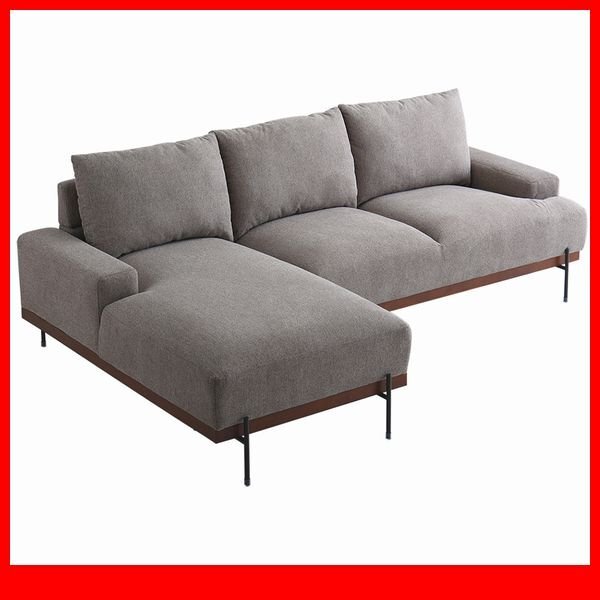 ソファ★新品/スチール脚がスタイリッシュな3人掛けカウチソファ/ベージュ/a1拍卖