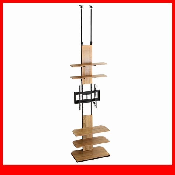 テレビ台★新品/ディスプレイ収納 ヴィンテージ突っ張りテレビスタンド/32~60型 壁面収納 コーナーも 省スペース/シャビーオーク/a1拍卖