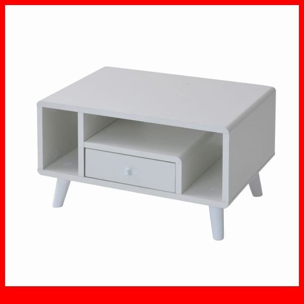 テーブル★新品/一人暮らしに寄り添う リビングテーブル/北欧風 コンパクト 幅60cm 収納多数 背面化粧/ホワイト/a4拍卖