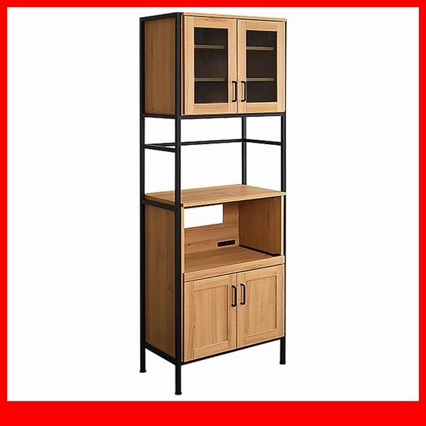 食器棚★新品/ヴィンテージ スリム 食器棚 幅64cm/レンジ台 家電収納庫/木目調 ナチュラル/背面も美しく/シャビーオーク/a1拍卖