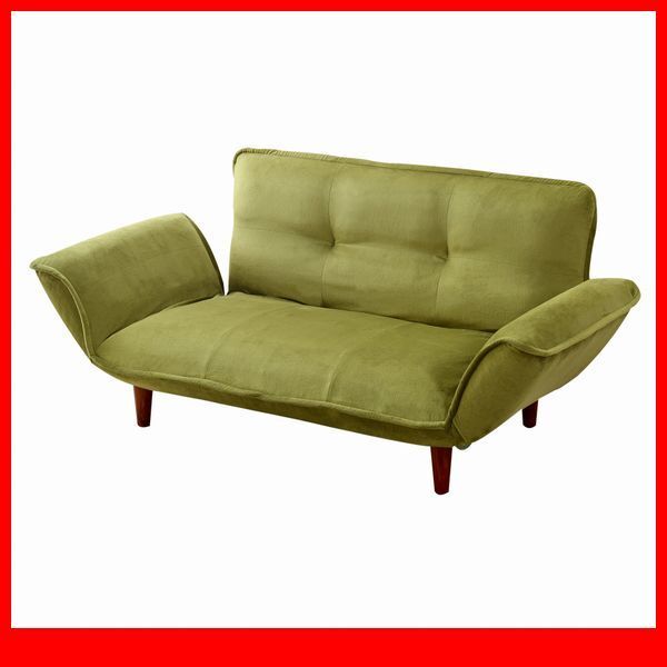 ソファ★新品/コンパクトカウチソファ ラブソファ2人掛け/ポケットコイル リクライニング 起毛タイプ 安心の日本製/グリーン/a3拍卖