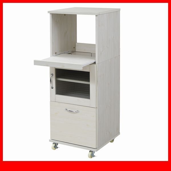 レンジ台★スリム キッチンラック レンジ台タイプ H120cm/コンパクト/食器棚 レンジラック 家電収納 ワゴン/ホワイト 白家具/FLLA-1002/a3拍卖