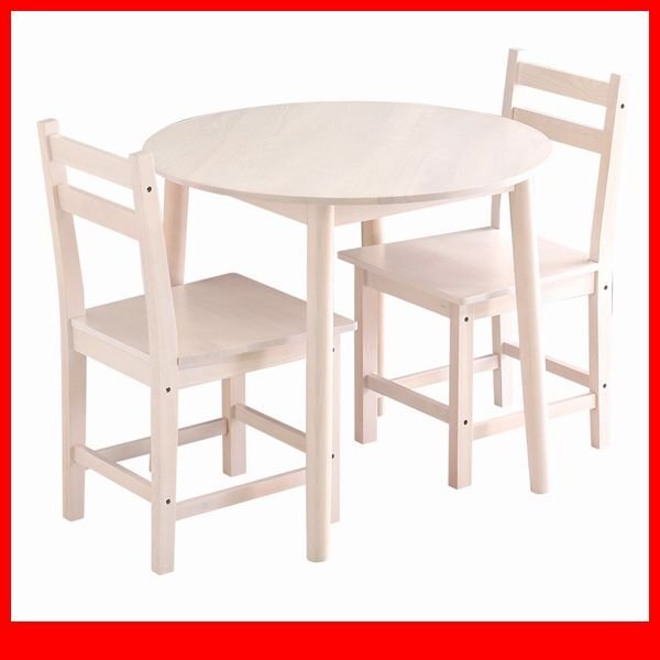 ダイニングテーブル★新品/北欧テイスト 円形ダイニング3点セット テーブル 椅子/作業机 丸型省スペース 天然木製/ホワイトウォッシュ/a3拍卖