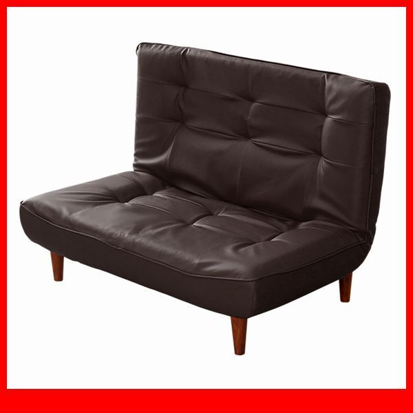 ソファ★ハイバックソファ 2人掛け/ローソファ 座椅子にも/PVCレザー ポケットコイル リクライニング 日本製 完成品/ブラウン/特価 限定/a2拍卖