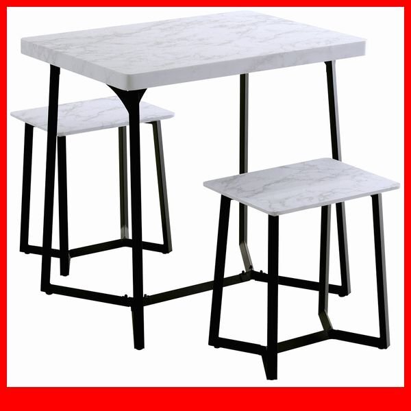 ダイニングテーブル★新品/大理石調ダイニング3点セット/大理石柄の天板で高級感 憧れ 長方形 2人用 ワークデスクにも/ホワイト/a3拍卖