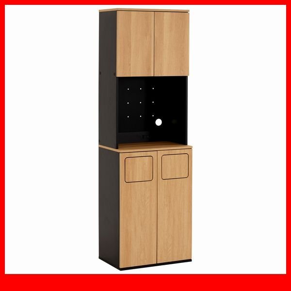 食器棚 家電収納庫★新品/ヴィンテージごみ箱一体型食器棚 ごみ箱2つタイプ/幅54cm コンセント付き 可動棚/木目調 シャビーオーク/a1拍卖