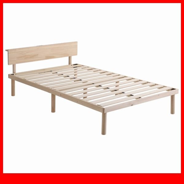 ベッド★新品/宮付き パイン材高さ2段階調整脚付きすのこベッド セミダブル/通気性 耐久性 頑丈 低ホルムアルデヒド/ナチュラル/a3拍卖