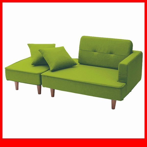 ソファ★新品/組み合わせ自由なコンパクトカウチソファ ラブソファ/オットマン クッション付/ポケットコイル 日本製 完成品/グリーン/a3拍卖