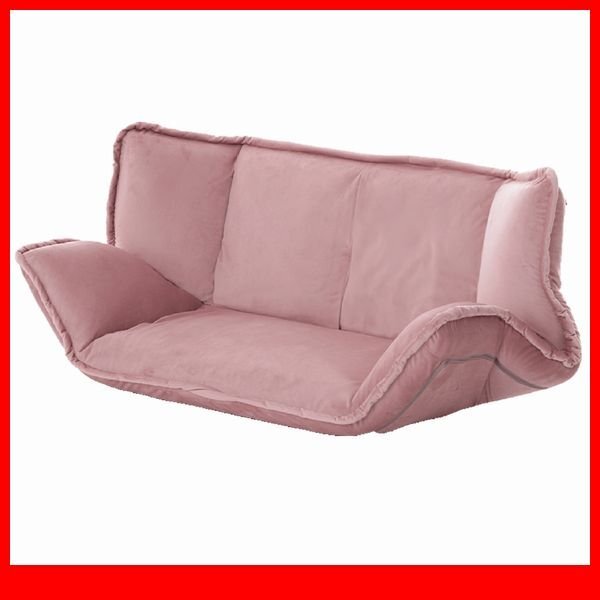 ソファ★新品/大人かわいいインテリア マルチリクライニングローソファ 2人掛け/ベッドマットにも 日本製 完成品/ライトピンク/a8拍卖