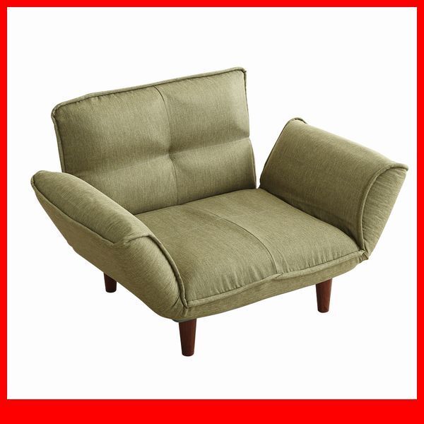 ソファ★1人掛け リクライニング カウチソファ/ローソファ 座椅子にも/布地 ポケットコイル/日本製 完成品/グリーン/特価 最安値/a2拍卖