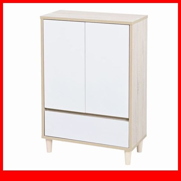 キャビネット★新品/Adatto 扉&チェスト/扉収納 引き出し収納/本棚 食器棚 多目的収納 可動棚/ナチュラル×ホワイト/a5拍卖