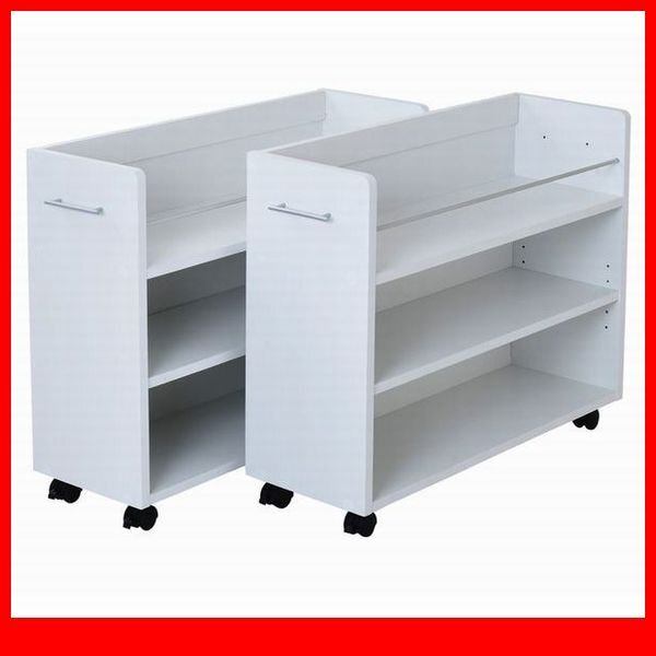 押入れ収納★新品/押入れ用ラック 2個セット/本棚 隙間家具 可動棚 キャスター付/リビング デスクラックにも/ホワイト 白家具/a4拍卖