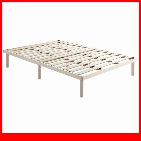 ベッド★新品/パイン材高さ2段階調整脚付きすのこベッド ダブル/通気性 耐久性 頑丈 低ホルムアルデヒド/ホワイトウォッシュ/a4拍卖