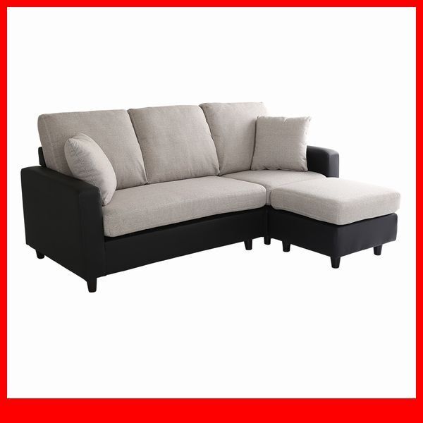 ソファ★北欧インテリア 3人掛け コンパクトカウチソファ クッション付き/PVC ポケットコイル S字バネ 天然木脚/PVCブラックベージュ/a6拍卖