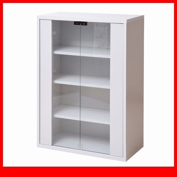 キャビネット★6BOX ガラスキャビネット ガラス扉/リビング収納 サイド 木製キャビネット ラック 飾り棚 本棚/ホワイト 白家具/fra-046/a1拍卖