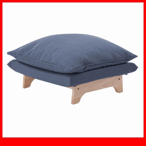 ソファ★新品/脚付きローソファ オットマン単品/ワイド サイドテーブルにも 日本製 完成品/ダリアン ブルー/a6拍卖