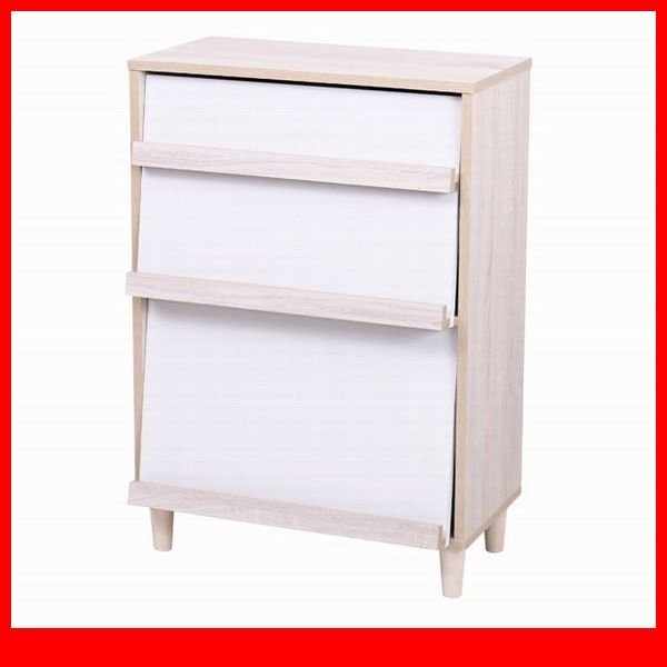 キャビネット★新品/Adatto 2フラップ/フラップ扉/本棚 ディスプレイラック 多目的収納/ナチュラル×ホワイト/a5拍卖