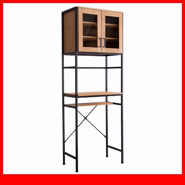 キッチン収納★新品/ヴィンテージごみ箱上ラック スリム 幅64cm/木目調 ナチュラル/食器 家電収納/シャビーオーク/a1拍卖