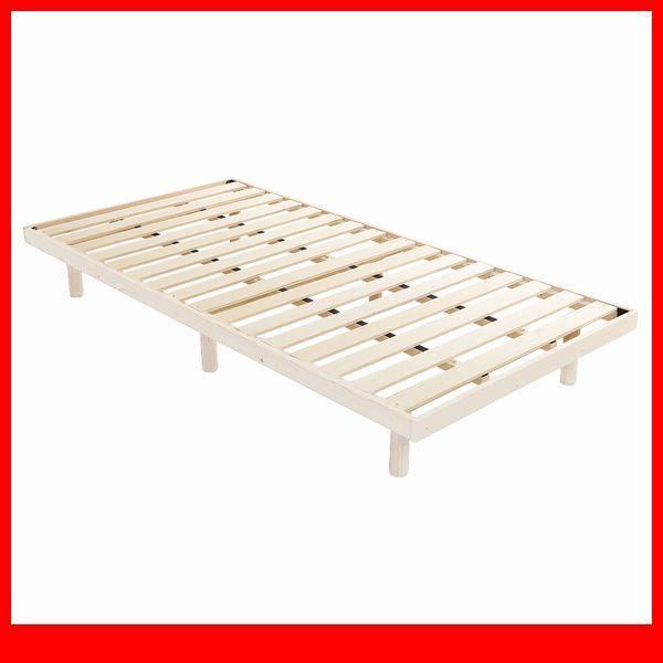 ベッド★高さ3段階調整 脚付き 天然木 すのこベッド シングル/北欧インテリア パイン材 低ホルムアルデヒド/ホワイトウォッシュ/新品/a4拍卖