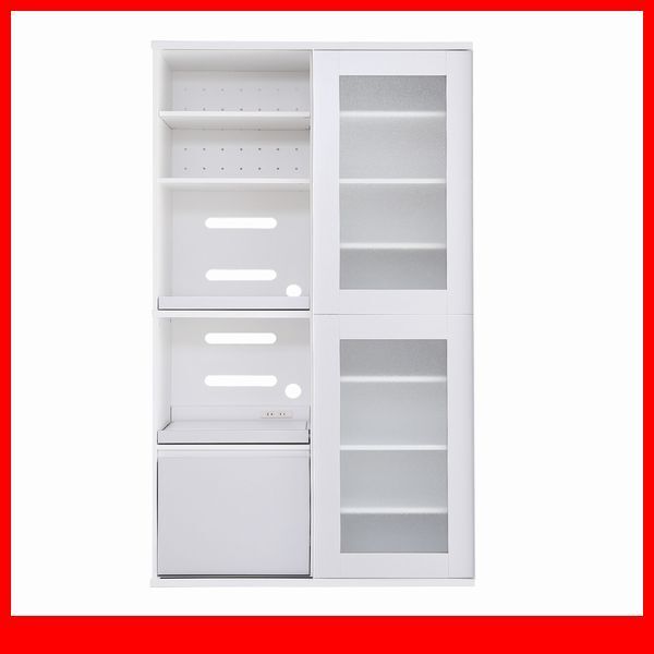 食器棚★ガラス引戸食器棚 家電収納庫/スライド式ガラス扉/幅100cm コンセント付き/銀 シルバー/a4拍卖