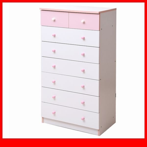 箪笥 チェスト★キュートなカジュアルチェスト 7段 幅60cm/8杯/ハイ スリム/洋服タンス 整理ダンス/ホワイト ピンク 白家具/fra-012/a1拍卖