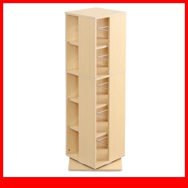 本棚★回転ブックラック 5段/コンパクト 省スペース 39x39cm/大容量 収納 本 200冊 DVD 200枚 CD 280枚/木目調 ナチュラル/限定 特価/a1拍卖