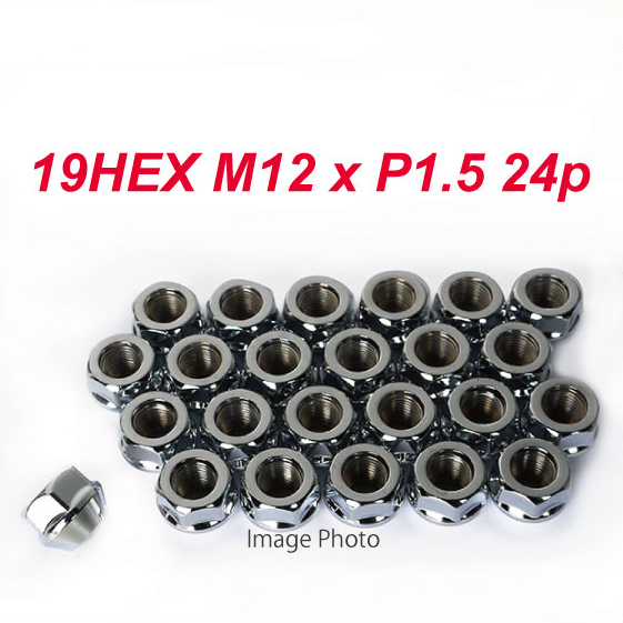 特価 貫通ナット 19HEX M12 P1.5 60°テーパー座 6穴用 24個 メッキ ホイールナット /トヨタ ハイエース ハイラックス など拍卖