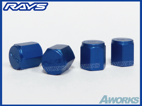 正規品★RAYS ロゴ入 エアバルブキャップ 4個入 【ブルー】拍卖