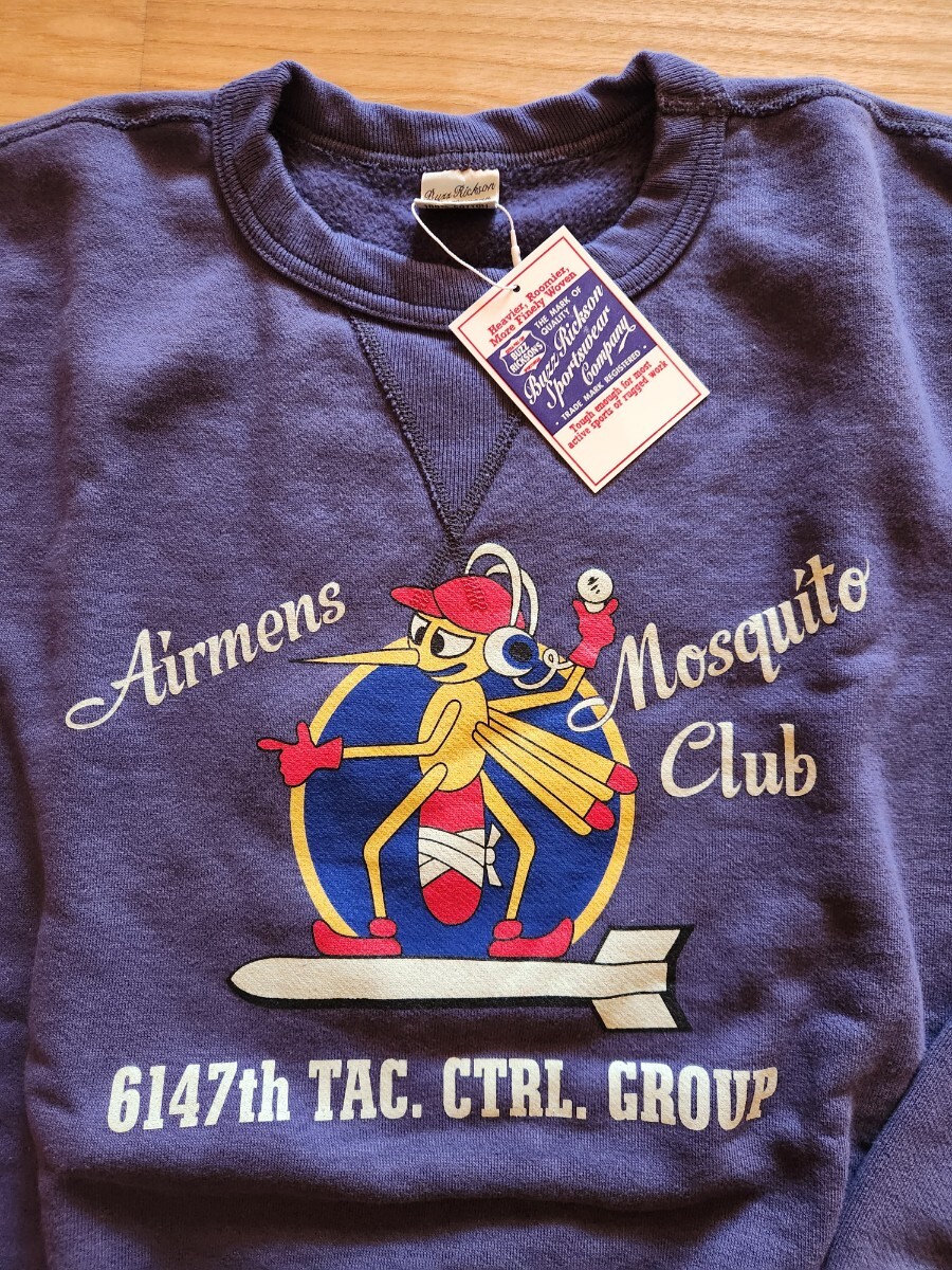 新作 送料込★東洋 BUZZ RICKSONS バズリクソンズ BR69632 トレーナー SET-IN CREW NECK SWEAT SHIRT AIRMENS MOSQUITO CLUB ネイビー L拍卖