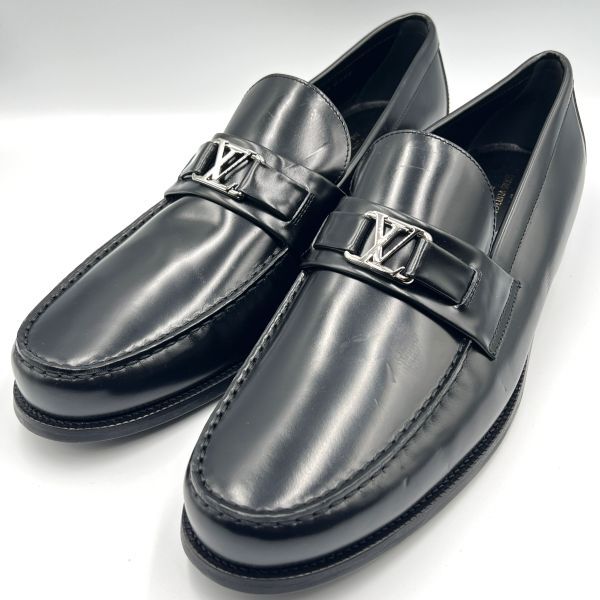 0016■1円 新品未使用 ルイヴィトン LOUIS VUITTON メジャーライン サイズ12 31cm ローファー LVロゴ 靴 ビジネスシューズ拍卖
