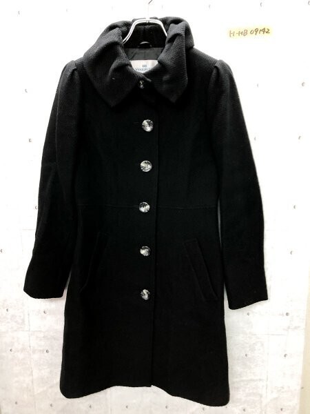 Viaggio Blu ビアッジョブルー レディース 柄織り ウールアンゴラ ロングコート 日本製 2 黒拍卖