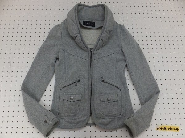 INTER PLANET インタープラネット レディース ラメスウェット ビッグカラー ジップジャケット 02 杢グレー拍卖