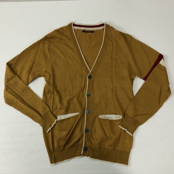 UNION STATION ユニオンステーション MEN'S BIGI メンズビギ トラッド モード リネン・ウール Vネック カーディガン メンズ 3 マスタード拍卖