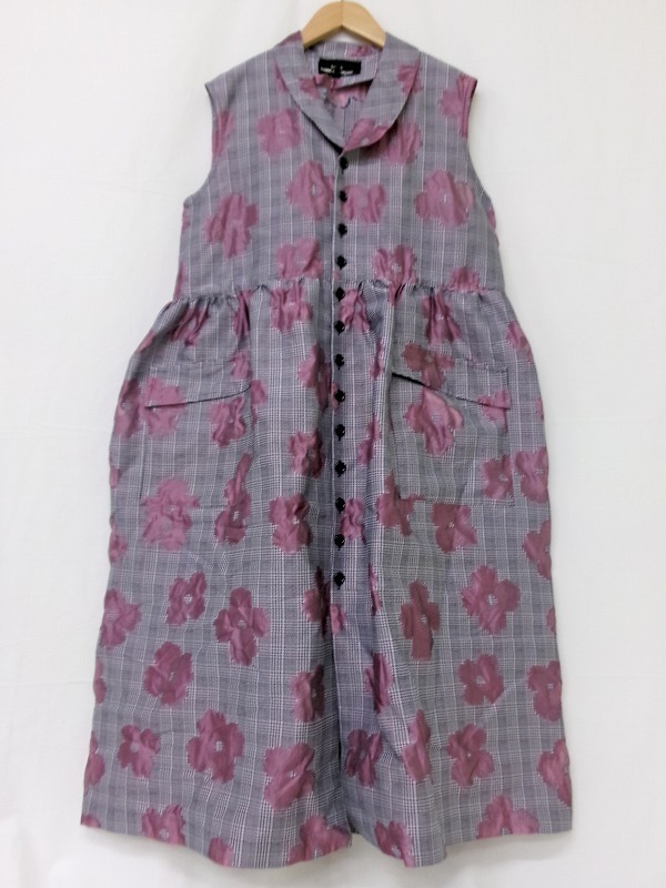 tricot COMME des GARCONS トリココムデギャルソン 花柄ノースリーブワンピース M TF-O004 AD2020 パープル ポリエステル100%拍卖