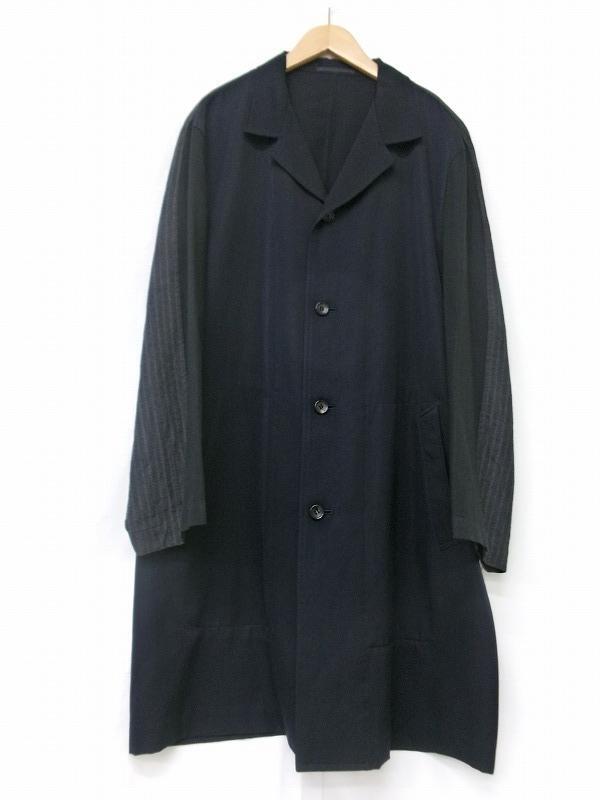 COMME des GARCONS HOMME コムデギャルソン オム 切替コート M PC-050040 AD1992 ネイビー 毛100%拍卖
