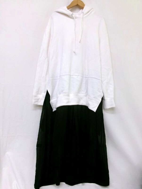 BLACK COMME des GARCONS ブラック コムデギャルソン スウェットパーカー切替ワンピース S 1I-O001 AD2021ホワイト 綿100%拍卖