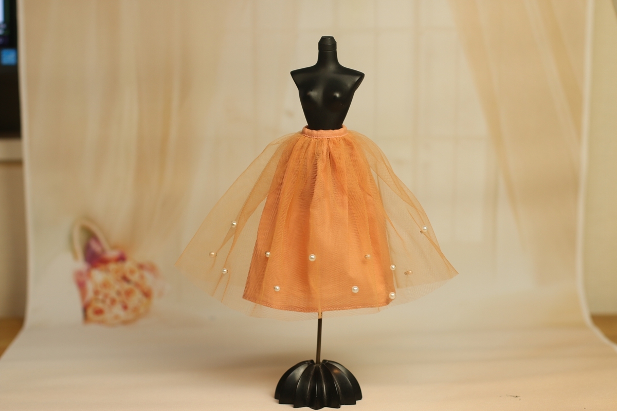 人形服S112-016杏色チュールビーズスカートmomoko、ジェニー、OBITSUボディ、MISAKI、ピュアニーモ拍卖