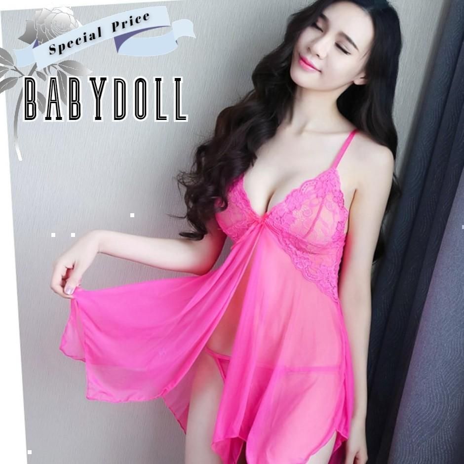 ★特価★ 可愛くてセクシー ナイトウェア ベビードール コスプレ クリスマス ハロウィン シースルー 前開き ピンク拍卖