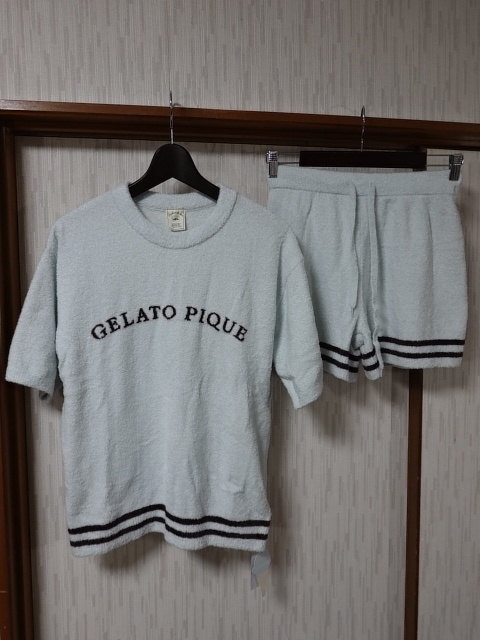 ●gelato pique ジェラートピケスムーズィーロゴJQDプルオーバー&ショートパンツセットアップ PWNT231064 F 新品 タグ付●拍卖